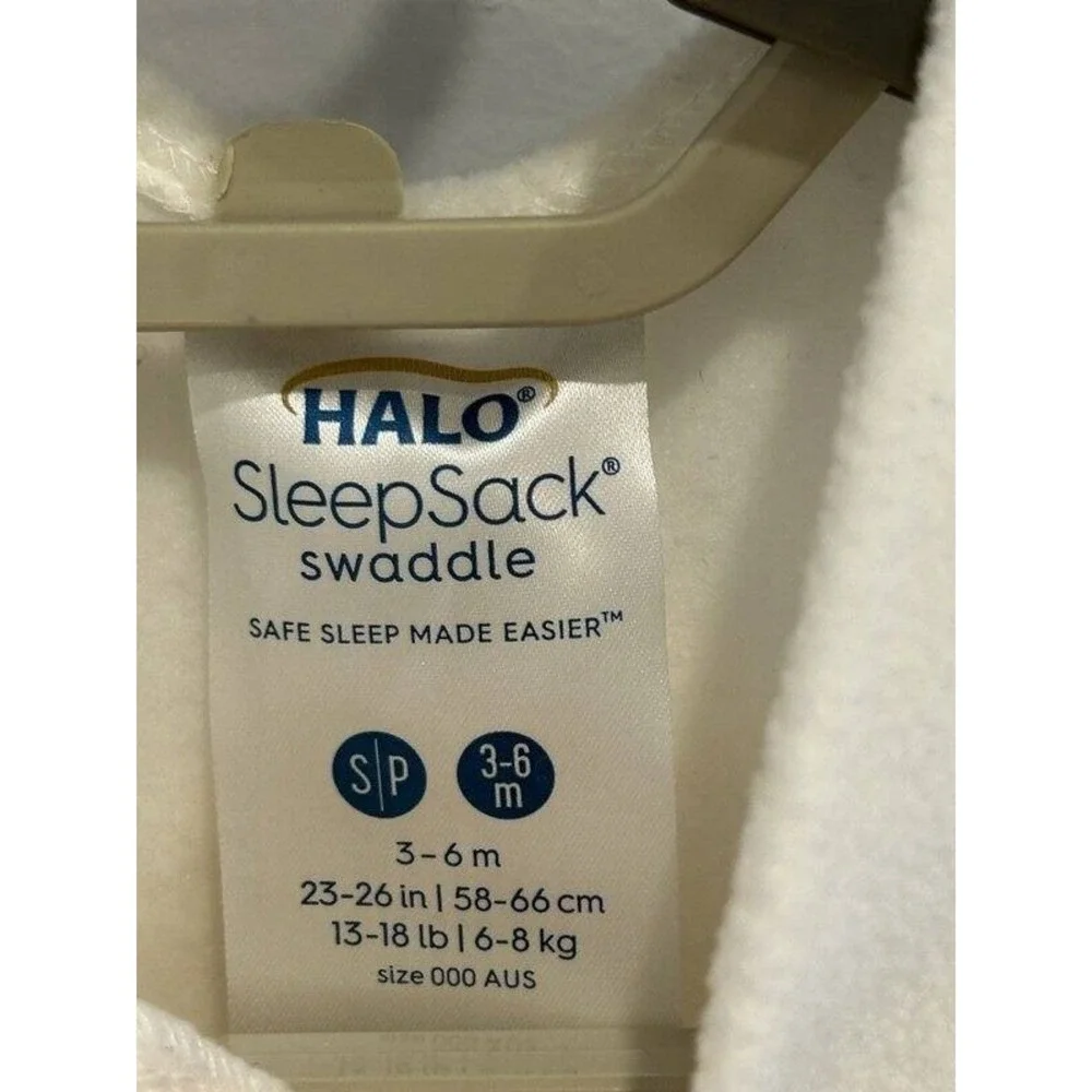 Halo Sleepsack Swaddle Fleece Gray Cream 3-6 Months Adjustable Wearable Blanket